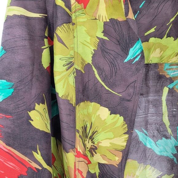 Vtg Womens Petites Silk Fall Floral Open Front Jacket Sz PL Multicolor Statement - Picture 2 of 9